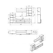 Parete attrezzata con vetrine, finitura Rovere e Nero opaco