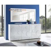 Madia Cerchio a 3 ante, finitura bianco lucido, design moderno