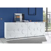 Madia Cerchio a 4 ante, finitura bianco lucido, design moderno