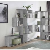 Libreria di deisgn RUN, made in Italy, colore beton, 4 ripiani