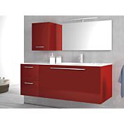 Composizione da Bagno con 3 cassetti soft-close e pensile reversibile, Rosso Lucido