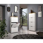 mobili ingresso scarpiere bianca lucida e rovere 