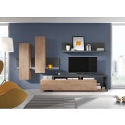 Mobile porta TV living, antracite e rovere rustico