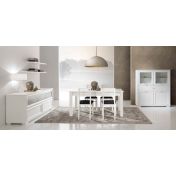 Vetrina classica Bianco frassino con cassetto, Made in Italy