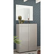 Scarpiera alta a 2 ante moderna Grigio lucida, Made in Italy
