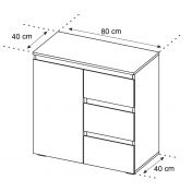 Conveniente credenza  1 anta e 3 cassetti, colore Bianco opaco 