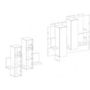 Modulo porta oggetti nero opaco, formato da una mensola e 2 pensili verticali