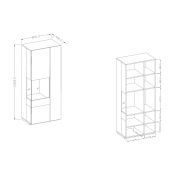 Vetrina di design, colonna a 2 ante, antracite e rovere naturale