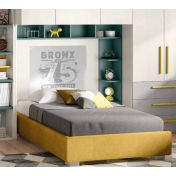 Letto Sommier con contenitore senza testata in finitura Senape