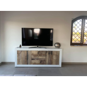 Credenza con ante e cassetti pero, struttura Bianca