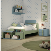 Mobili camerette bambini: letto singolo con testata bicolore 