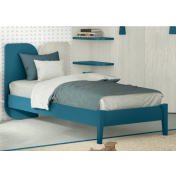 Letto singolo con testata bicolore in finitura Blu egeo e Rovere gesso