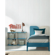 Letto singolo con testata bicolore in finitura Cadaques e Rovere gesso