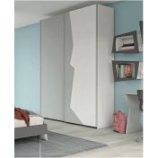 Armadio con 2 ante scorrevoli bicolore in finitura Grigio dorian e Rovere bianco