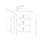 Credenza Moderna, Madia di Design, 2 ante Alta, Bianco Lucido