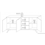 Credenza Moderna, Madia di Design, 3 ante e 3 cassetti, Legno Sherwood Oak