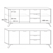 Credenza Moderna, Madia di Design, 3 ante e 3 cassetti, Legno Sherwood Oak