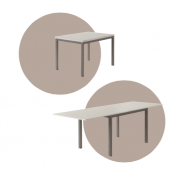 Tavolo quadrato allungabile Elton in finitura Frassino dorian e Bronzo tecno