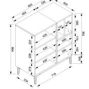 Credenza Madia moderna Glesborg con 2 ante e un vano a giorno in finitura Rovere e Nero carbone