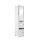 Toilette trucco con sgabello a pouff, legno massello di pino naturale bianco