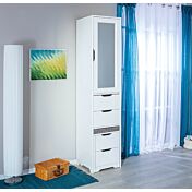 Toilette trucco con sgabello a pouff, legno massello di pino naturale bianco