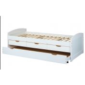 Letto in pino massello bianco o legno naturale con secondo letto e 3 cassetti