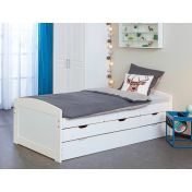 Letto in pino massello bianco o legno naturale con secondo letto e 3 cassetti