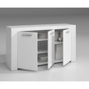 Madia, Credenza bianco opaco a 3 ante battenti