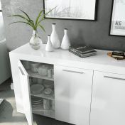 Madia, Credenza bianco opaco a 3 ante battenti