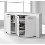 Madia, Credenza bianco opaco a 3 ante battenti