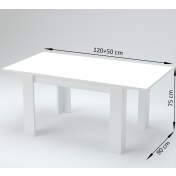 Tavolo moderno per interni, completo di allunga, finitura Bianco Lucido L.120