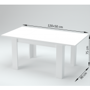 Tavolo moderno per interni, completo di allunga, finitura Larice Bianco L.120