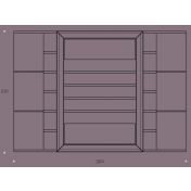 Parete attrezzata di grandi dimensioni, colore struttura Olmo Perla, finitura frontali Bianco Lucido, made in Italy