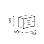 Comodino moderno con 2 cassetti, Olmo e Giallo, made in Italy