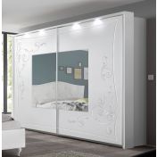 Nuova ed Elegante Camera matrimoniale, finitura Bianco opaco con serigrafia, Made in Italy