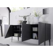 Credenza Moderna, Madia di design, 3 ante, Grigio Opaco con piedini