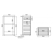 Settimino moderno con 5 cassetti, finitura Bianco altea, Rosa confetto e Grigio seta