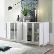 Credenza Madia moderna con 4 ante in finitura bianco lucido