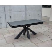 Tavolo di design allungabile con piano in vetro ceramica finitura pietra nera