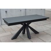 Tavolo di design allungabile con piano in vetro ceramica finitura pietra nera