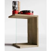 Tavolino salvaspazio, color quercia, verticale con vetro
