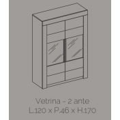 Vetrina 2 ante Ossido con frontali in Bianco lucido serigrafato, made in Italy