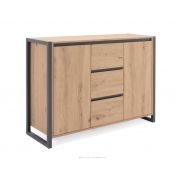 Credenza  Madia industry 2 ante 3 cassetti, Rovere Nodato e struttura in Antracite