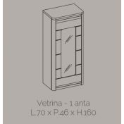 Colonna vetrina 1 anta, grigio basalto lucido e bianco lucido, made in Italy