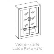 Vetrina 4 ante bianca lucida con cornice argento, Made in Italy