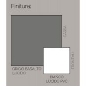 Tavolino da salotto con 2 ante, bianco lucido e grigio basalto lucido