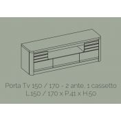 Porta TV bianco laccato e rovere wellington, Made in Italy