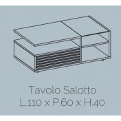 Tavolino 1 cassetto,  bianco laccato e rovere adamello, made in Italy