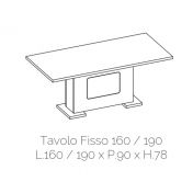 Tavolo fisso L.160, moderno bianco lucido, Made in Italy