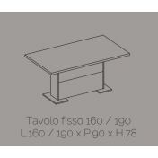 Tavolo fisso L.160, moderno, Ossido e Bianco lucido serigrafato